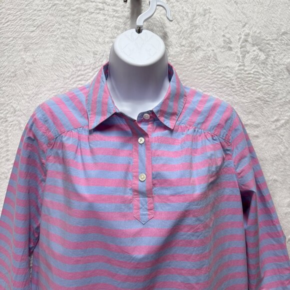 Vineyard Vines Collar Henley Shirt Blouse Womens 2 Pink Magenta Stripe Coast - Picture 3 of 14